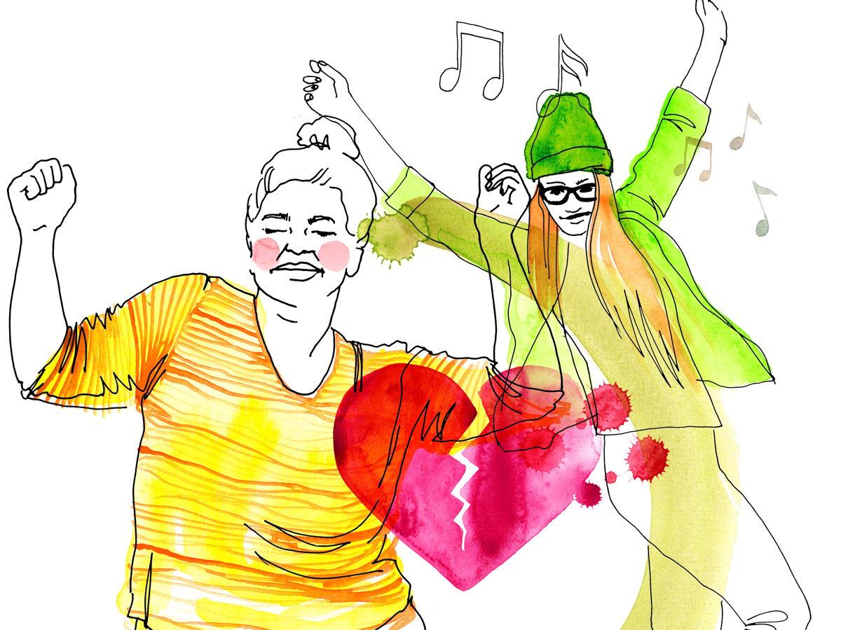 Illustration två dansande kvinnor 
