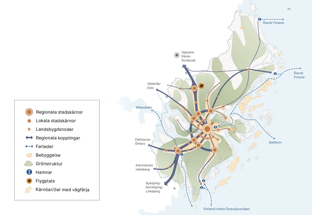 Illustrerad strukturbild, en f&ouml;renklad karta &ouml;ver regionen och sambanden