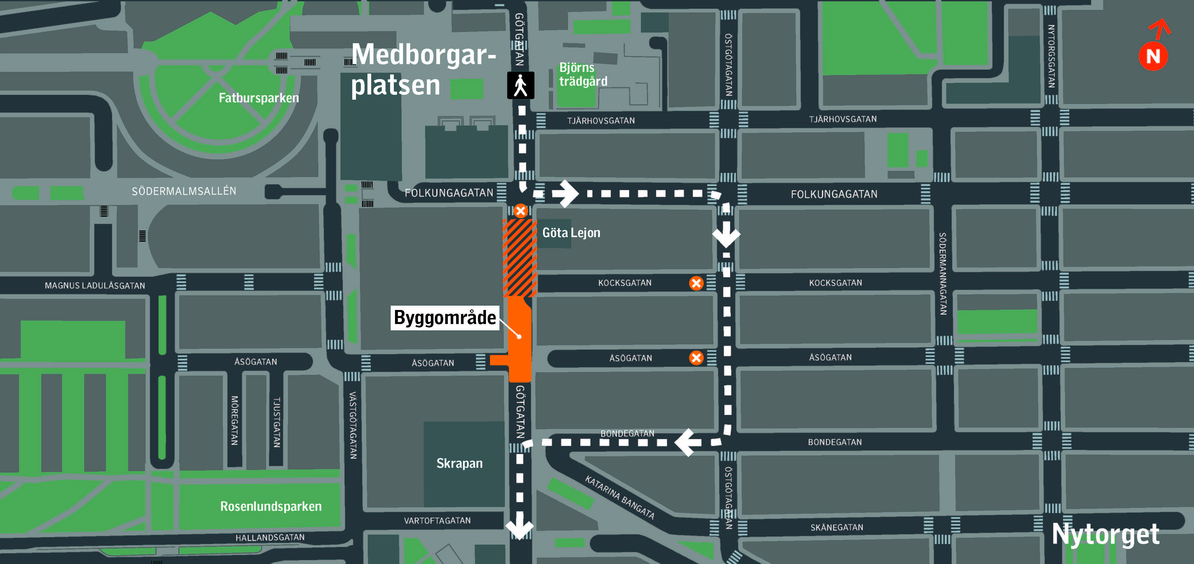 En karta &ouml;ver en stad med m&aring;nga gator.