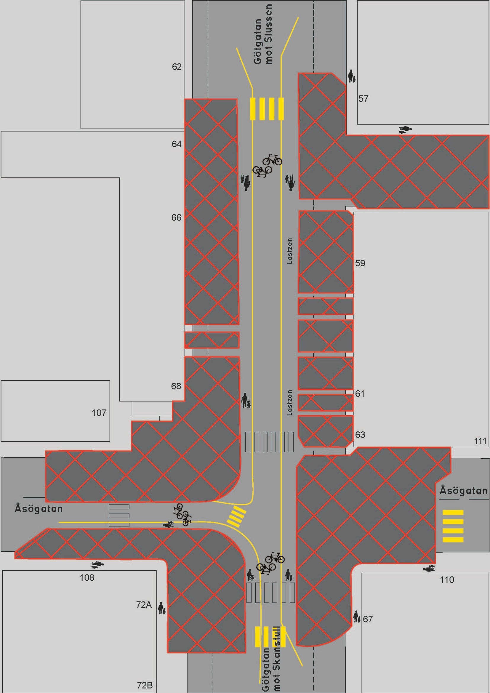 Byggomr&aring;det p&aring; G&ouml;tgatan &auml;r markerat p&aring; en karta. 