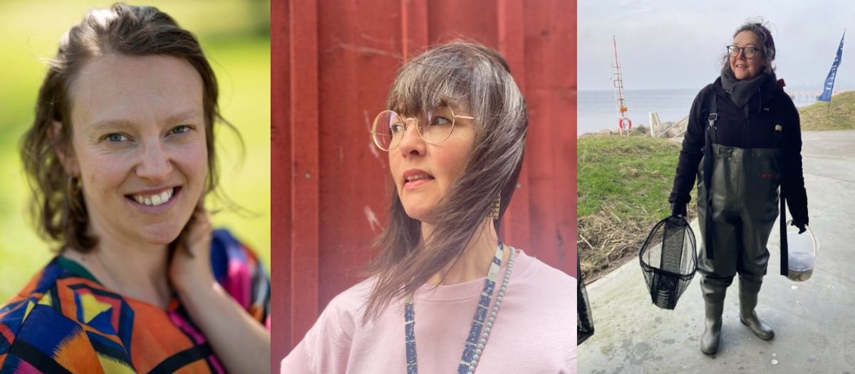 Tre porträttbilder på rad: Emelia, Pia och Eileen.