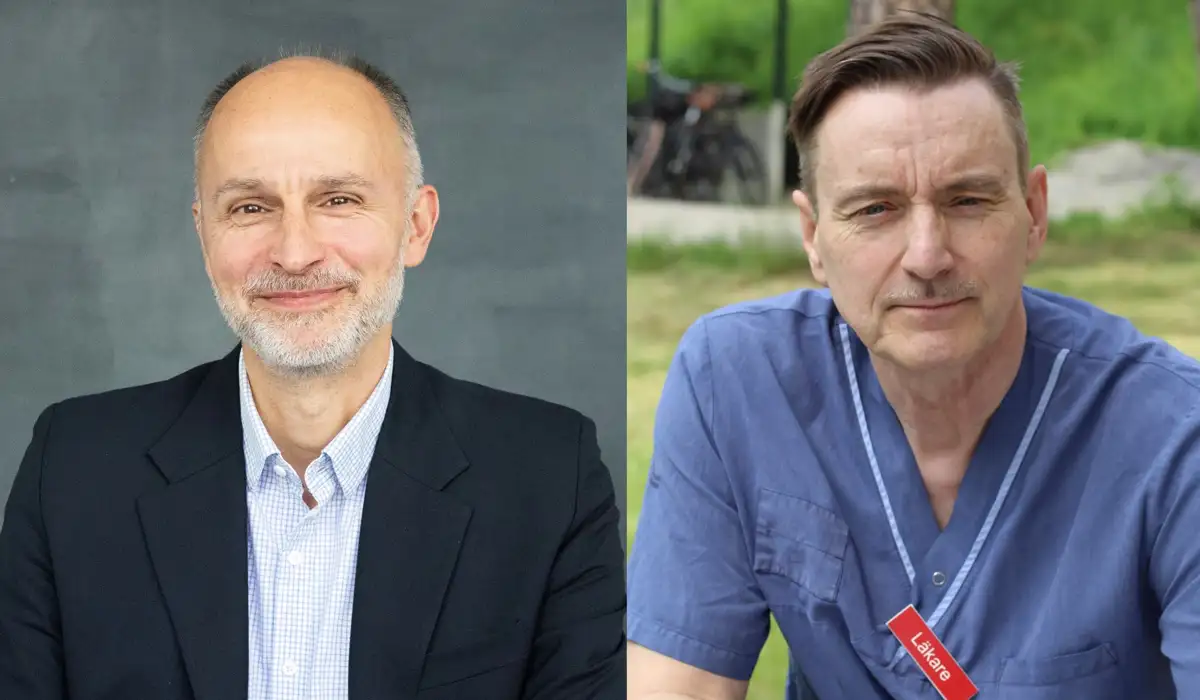 Foto på den nya forsknings- och innovationsdirektören samt den nya medicinska forskningsdirektören i Region Stockholm.