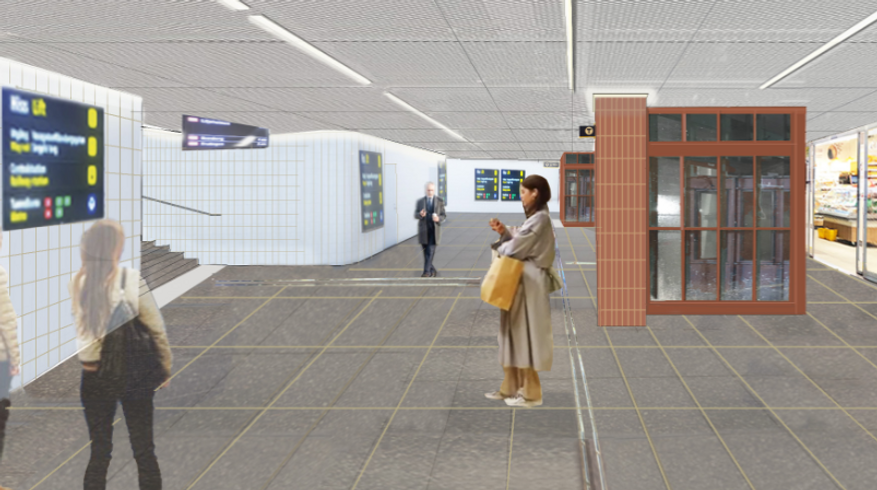 En bild av en tunnelbanestation d&auml;r m&auml;nniskor v&auml;ntar.