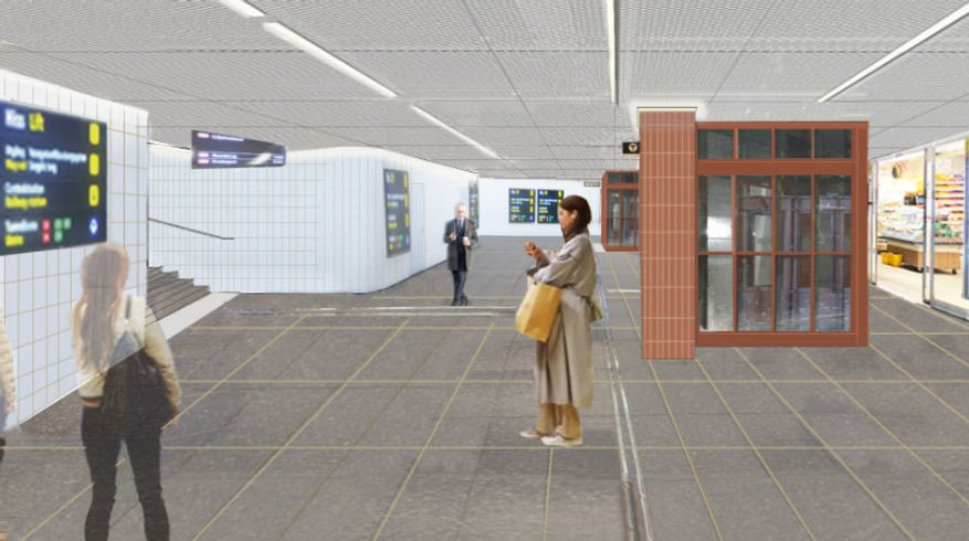 En bild av en tunnelbanestation d&auml;r m&auml;nniskor v&auml;ntar.