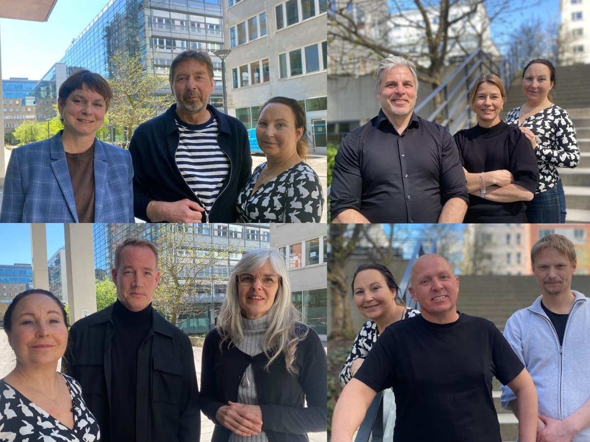 Kollage med 4 st gruppbilder med podd-deltagare