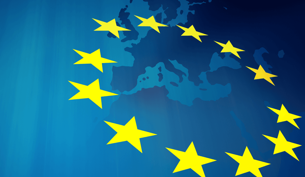 Karta över EU med gula unionsstjärnorna