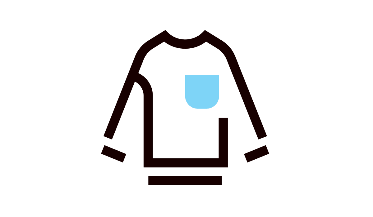 En långärmad skjorta med en blå ficka.