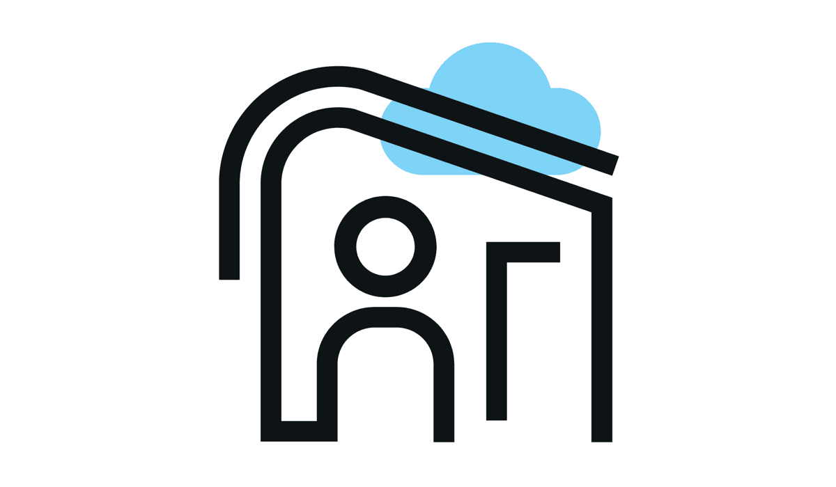 En svartvit bild av en byggnad med en himmel som bakgrund.