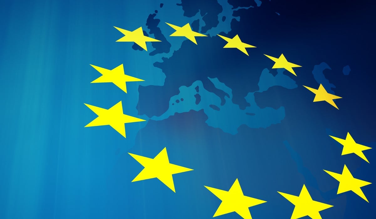 Karta över EU med gula unionsstjärnorna