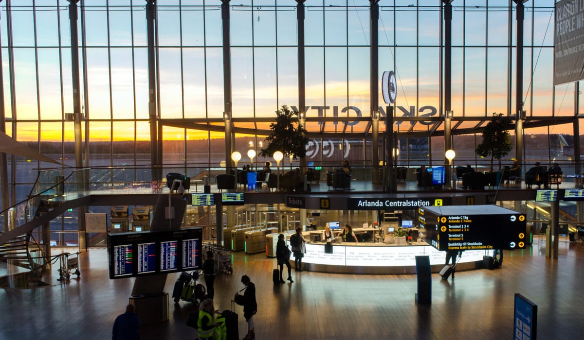Bild innifrån Arlanda terminalen. Sky City