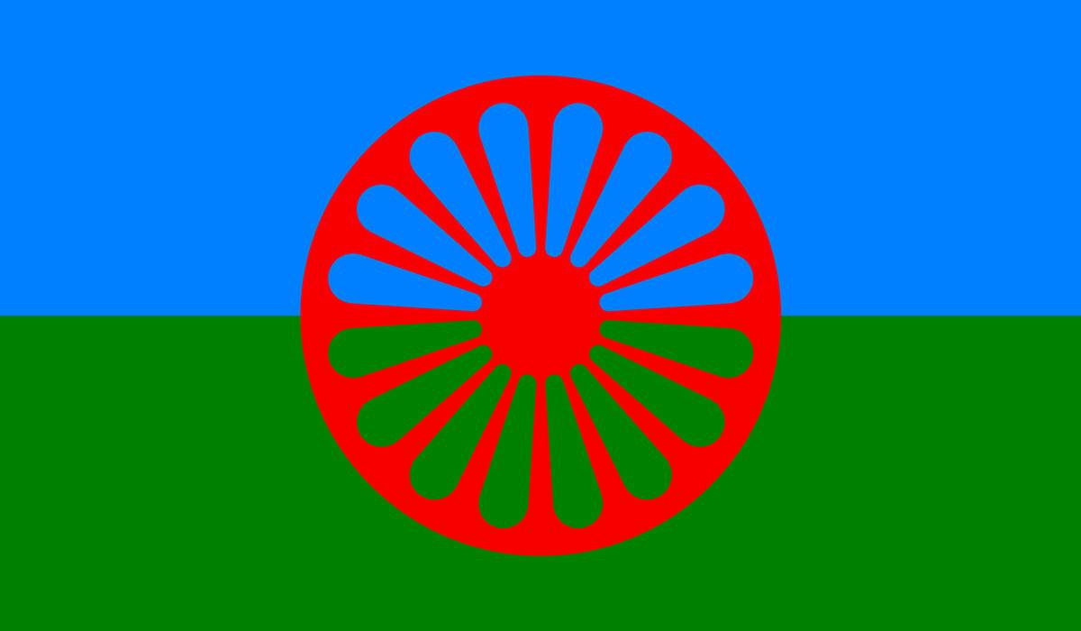 Grafisk bild på romska flaggan