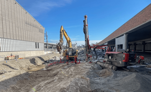Byggbild från nya bussterminalen i Barkarby, markarbeten.