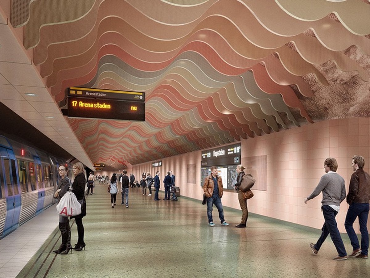 illustration över tunnelbaneplattformen hagastaden