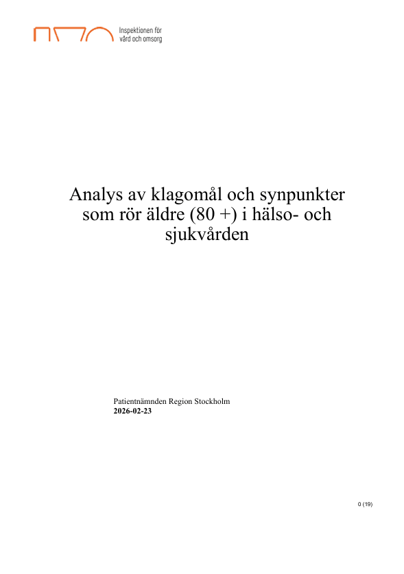 Analys av synpunkter och klagomål som rör äldre