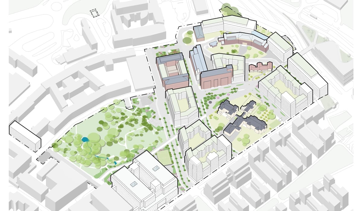 Bilden beskriver en karta över Norra Hagastaden detaljplan 1 granskningversion