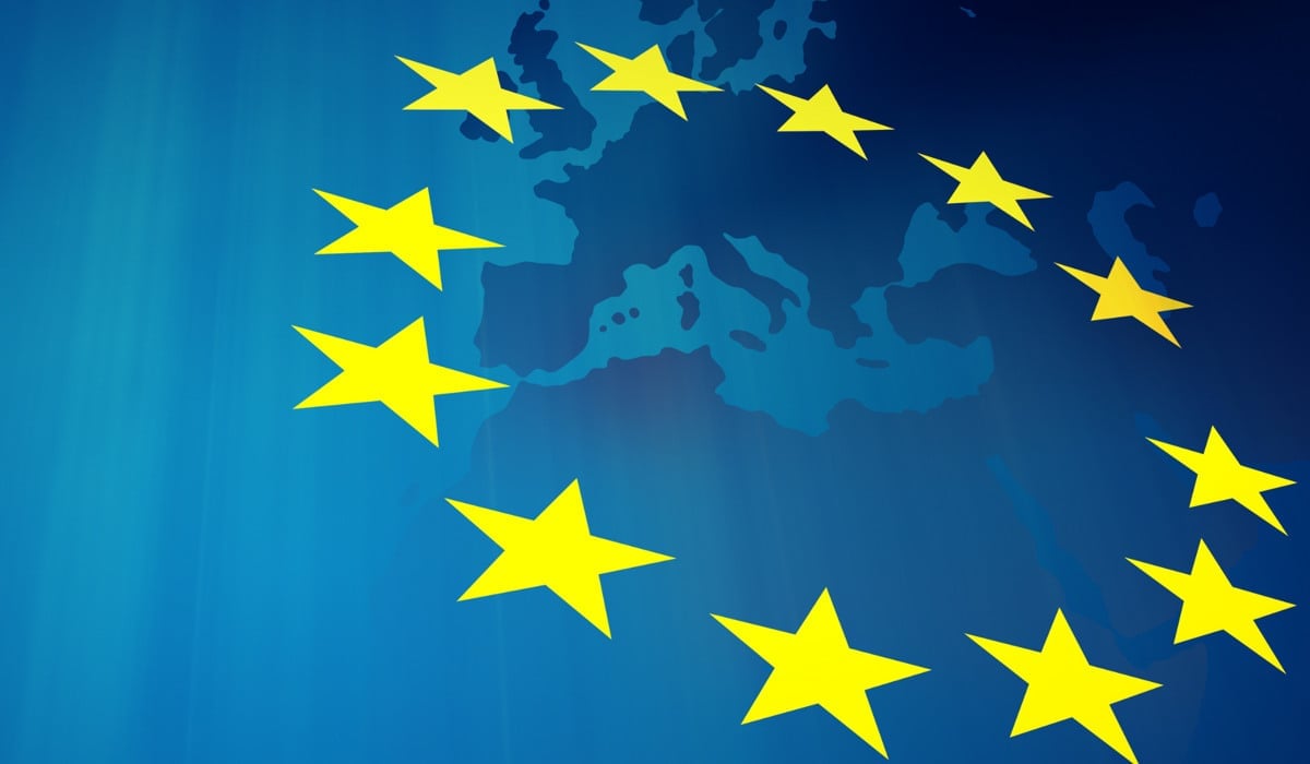 Karta över EU med gula unionsstjärnorna