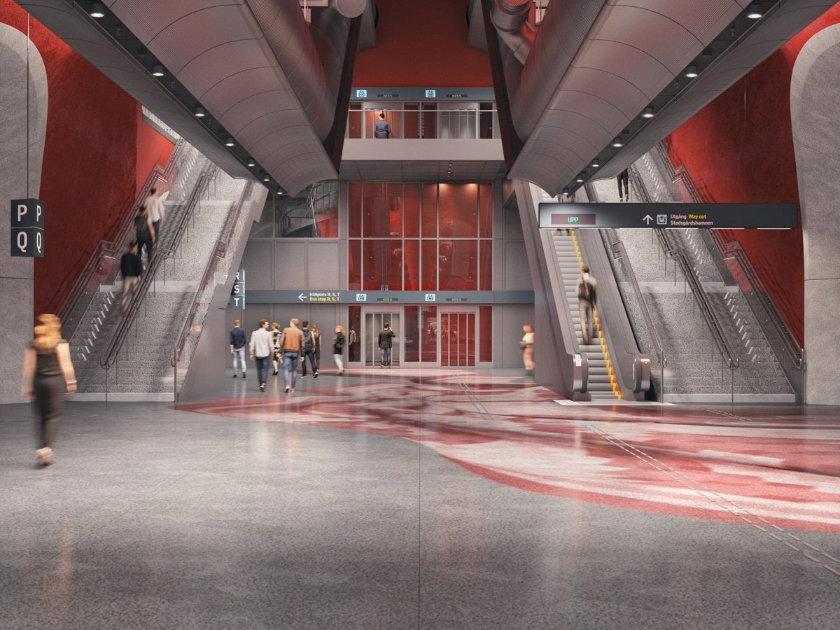 Bussterminal trappa mot entréhall