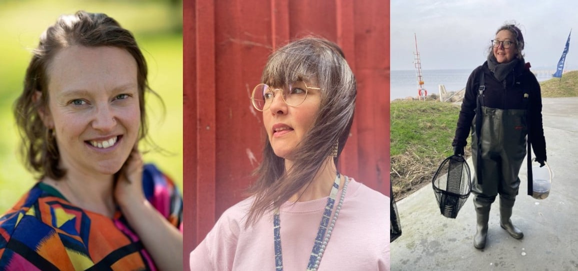 Tre porträttbilder på rad: Emelia, Pia och Eileen.