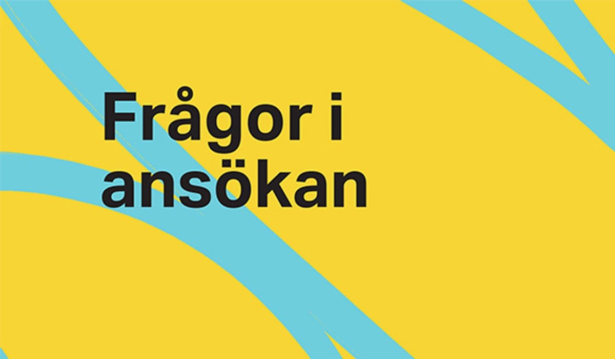 Texten frågor i ansökan på gul platta.