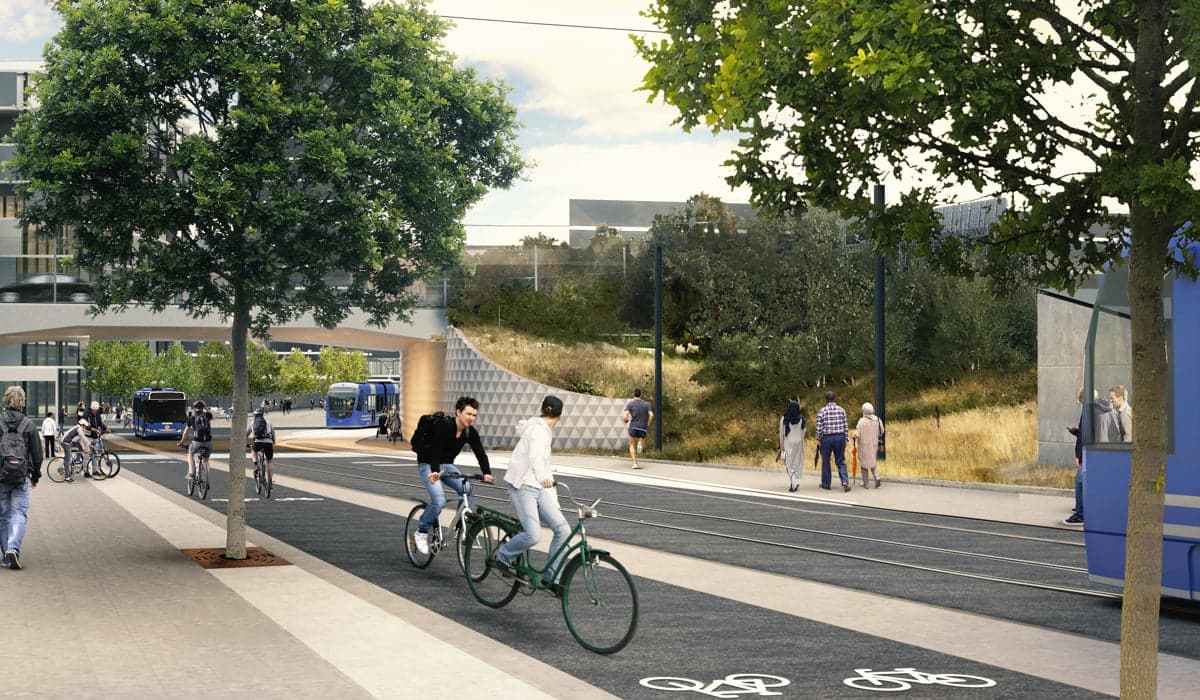 Visionsbild vägport E4 runda vingmurar TvB Kistagrenen