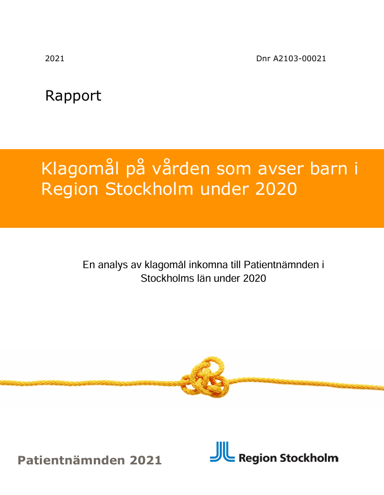 Klagomål på vården barn 2020