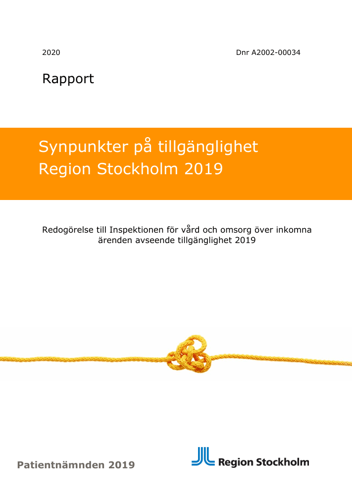Synpunkter på tillgänglighet Region Stockholm 2019