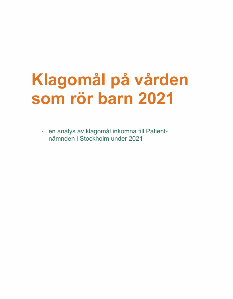Klagomål på vården som rör barn 2021