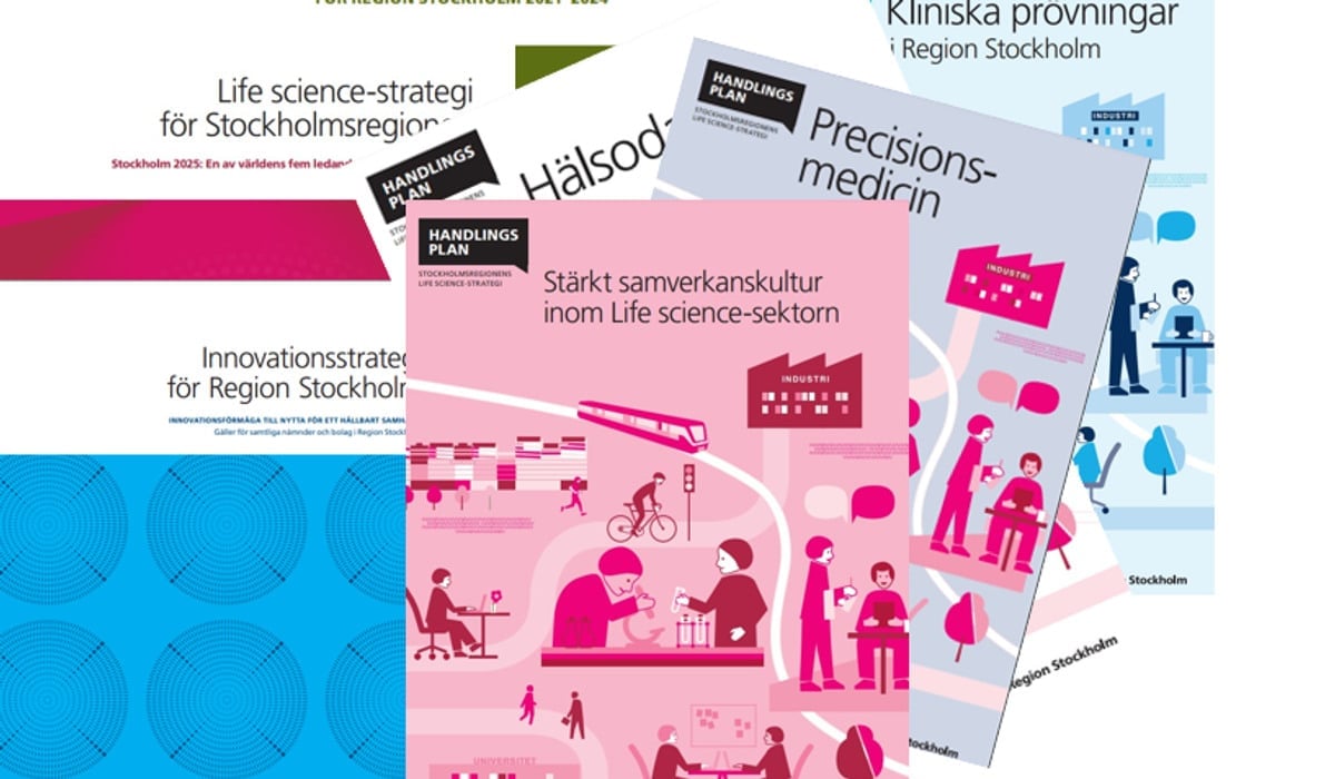 Foto på omslaget till Region Stockholms forskningsstrategier och handlingsplaner.