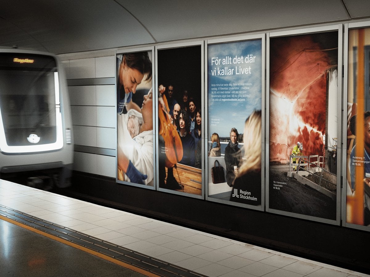 Foto på kampanjen i tunnelbanan.