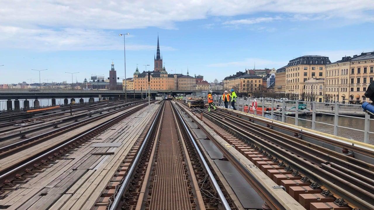 Byggnation på Söderströmsbron. 