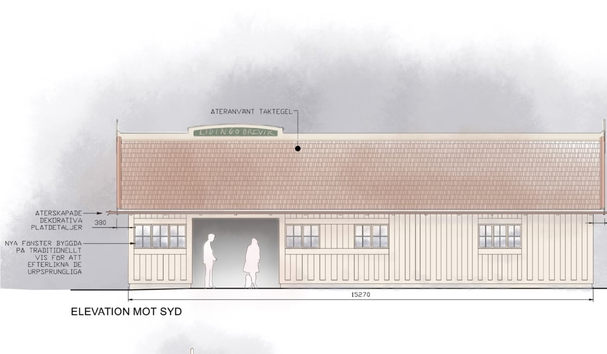 Illustration av stationsbyggnad